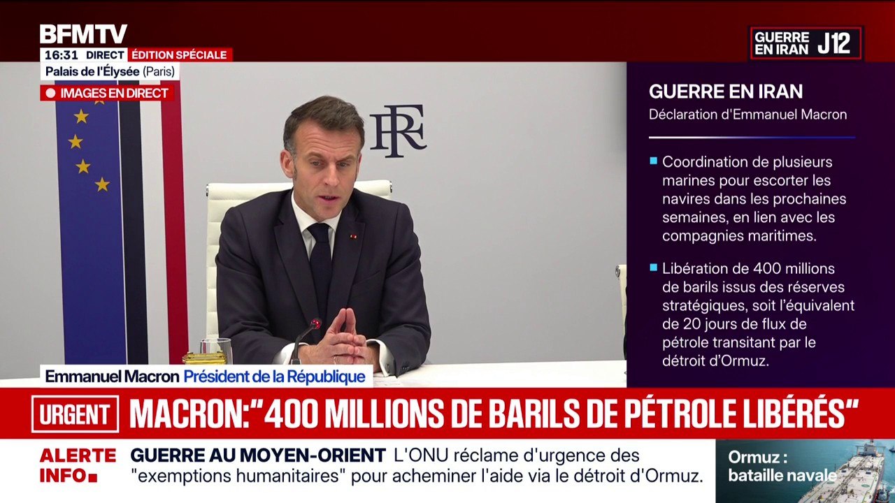 Guerre au Moyen-Orient: Emmanuel Macron indique "surveiller les conséquences pour nos agriculteurs" puisque "un tiers des flux d'engrais mondiaux sont impactés"