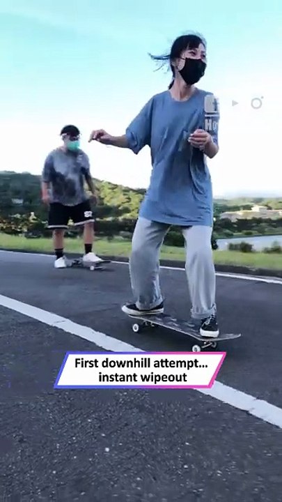 Beginner Tries Downhill Skateboarding… Instant Painful Fail! 😬|| Heartsome 💖