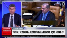 AGORA: Toffoli se declara suspeito para relatar ação sobre CPI do Banco Master