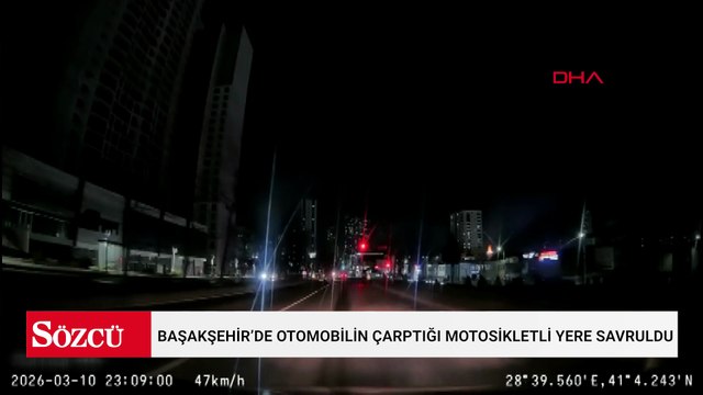 Başakşehir’de otomobilin çarptığı motosikletli yere savruldu; kaza anı kamerada