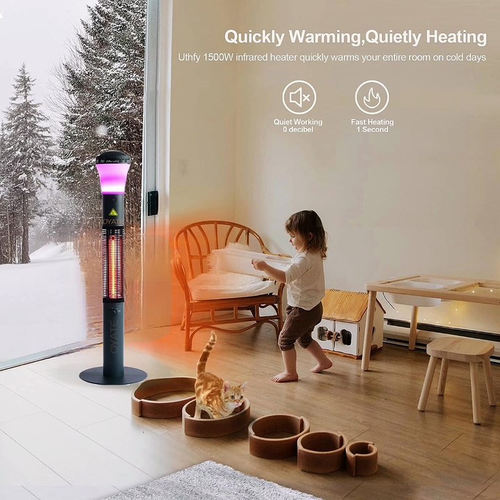 Wholesale 240v 1500w Patio Infrared Heaters Freestanding Electric Heaters with speaker