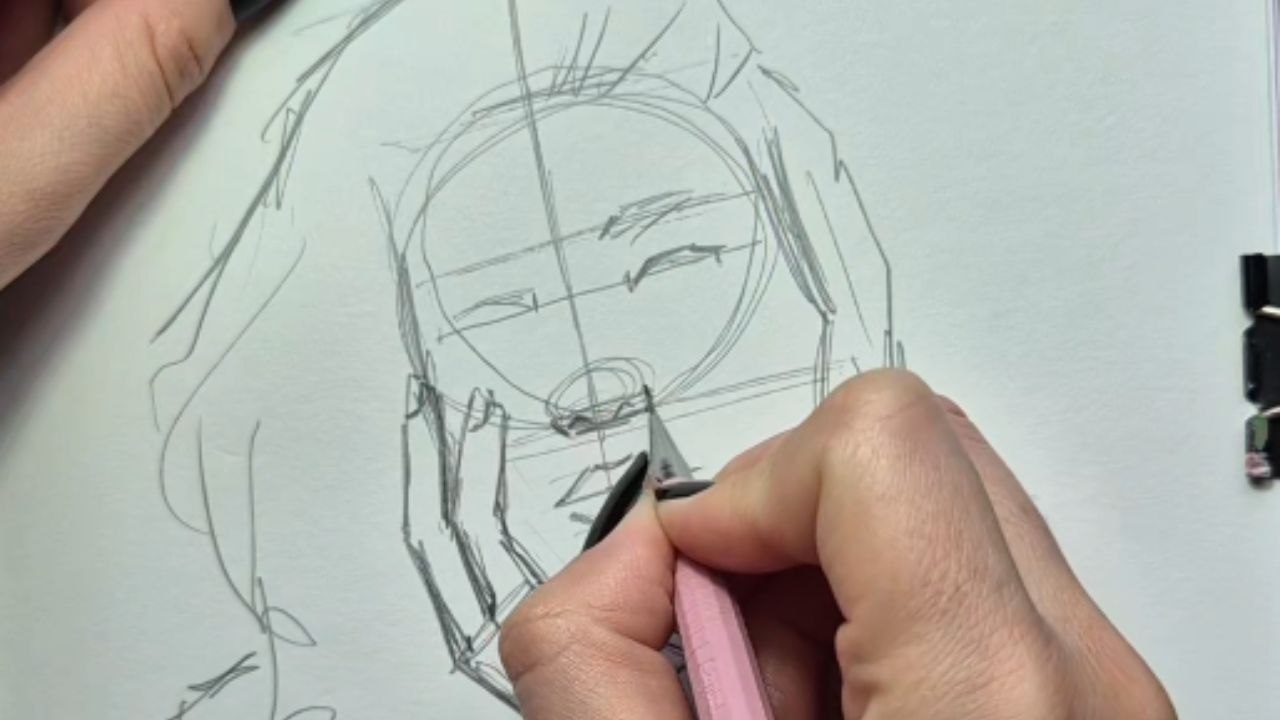 Artist creates a portrait of her online inspiration using makeup and colored pencils