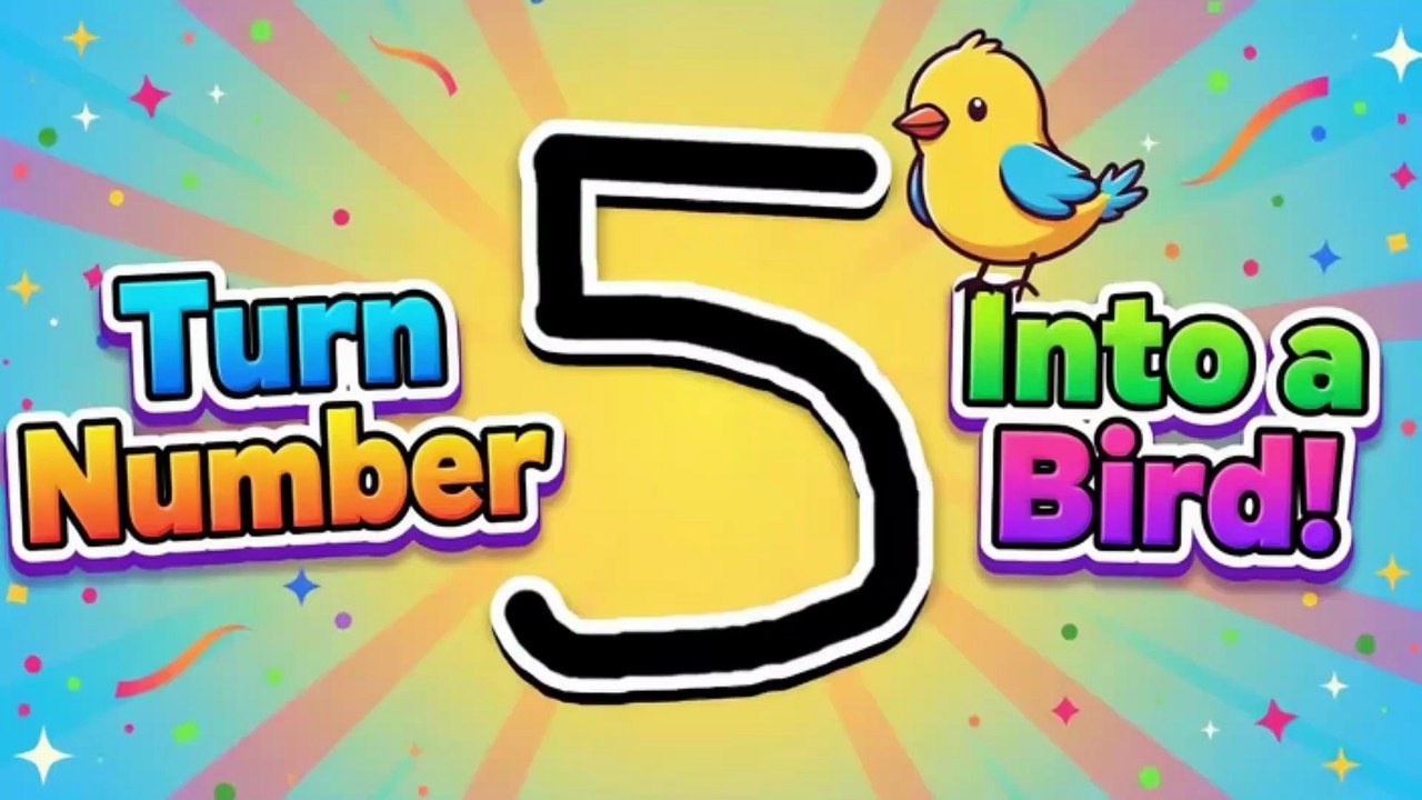 😲 How to Turn Number 5 Into a Bird 🕊 | Simple Bird Drawing | Easy Drawing Trick |AU ART ZONE 2.0
