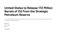 미국 "전략 비축유 1억7천2백만 배럴 방출할 것" / YTN
