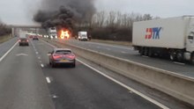 Burning van on the A1 near Durham creates dangerous conditions for passing traffic