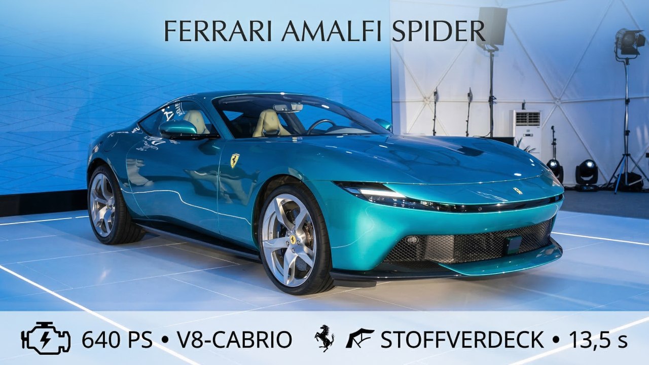 Ferrari Amalfi Spider: Eleganter V8-Spider mit 13,5 s Dachöffnung