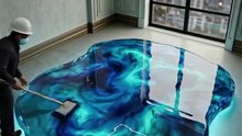 This glowing blue floor is the ULTIMATE vibe.✨SMPC #viral #trending#floor  #global #interiordesign