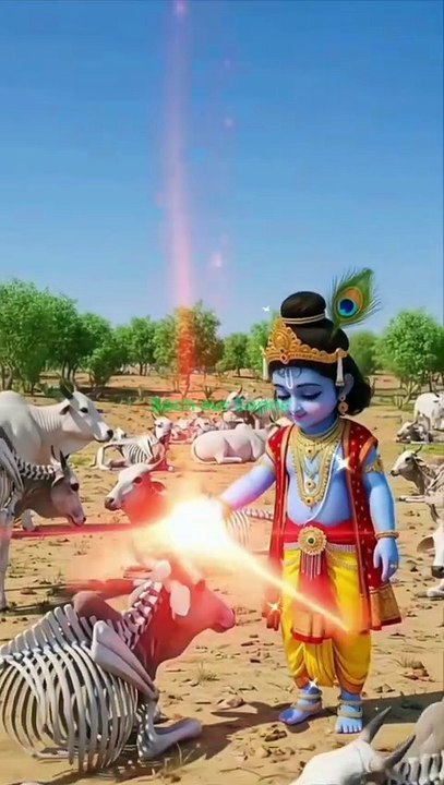 जब छोटे भगवान श्री कृष्ण ने मृत गाय को छुआ… फिर जो हुआ देखकर सब हैरान रह गए! #krishna