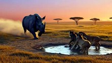 Rhino Charges Lion Pride