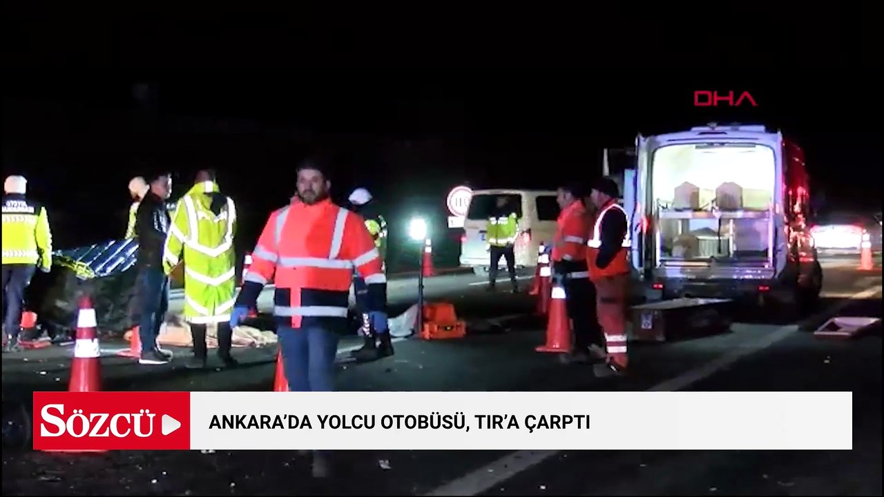 Ankara'da yolcu otobüsü, TIR'a çarptı