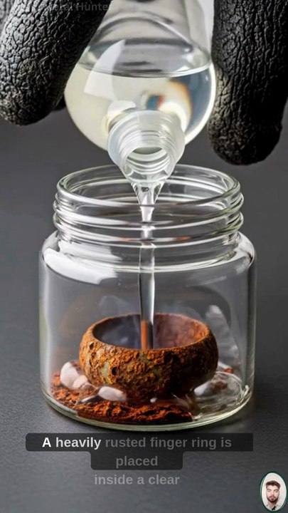 Rust Removal from Finger Ring | Acid Cleaning Macro Reaction