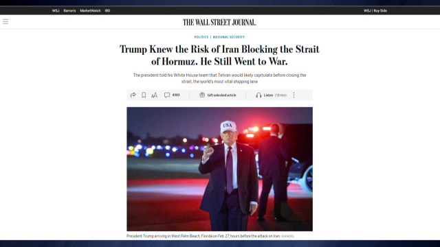 WSJ 트럼프, 호르무즈 봉쇄 경고에도 이란 공격 승인 / YTN