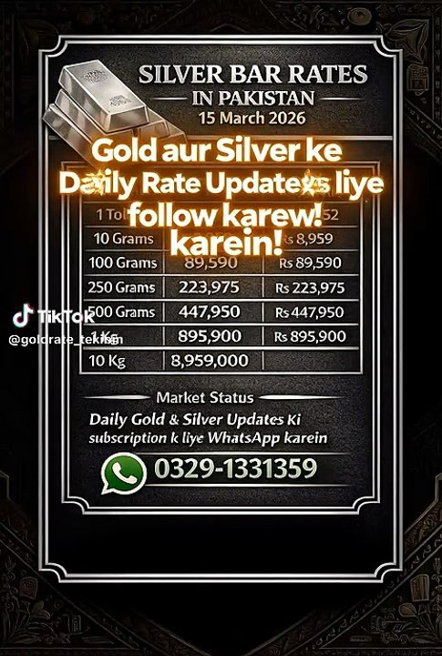 Silver Bar Price Today Pakistan | Silver Bar Latest Rates | Daily Market Update