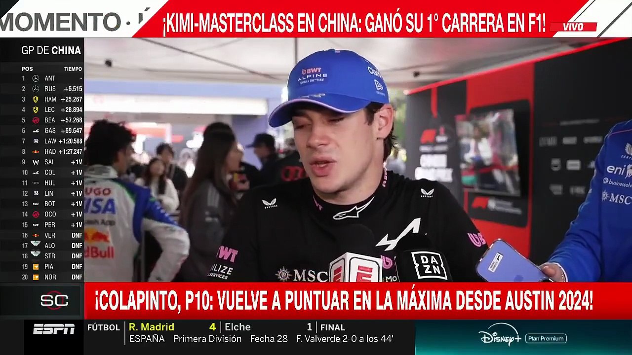 Las declaraciones de Colapinto tras el GP de China
