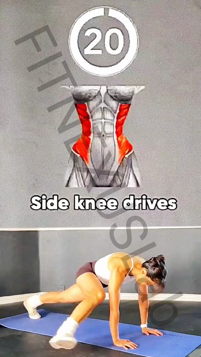 20 Sec Side Knee Drives 🔥 Burn Love Handles & Belly Fat #AbsWorkout #Fitness #Shorts
