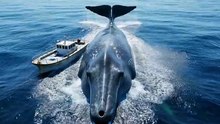 Blue Whale Passing Near Boat