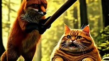Angry Fox vs Fat Cat 😂 Funny Animal Fight | AI Animated Animals | Viral Funny Video