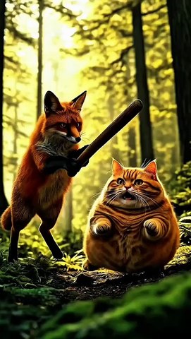 Angry Fox vs Fat Cat 😂 Funny Animal Fight | AI Animated Animals | Viral Funny Video