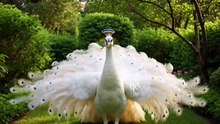 White Peacock Opening Feathers