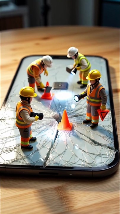 Tiny Workers Repair a Cracked Phone Screen 📱 | Mini Construction World