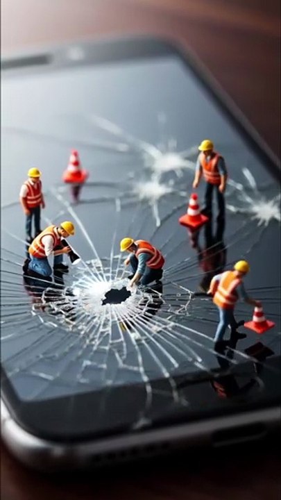 Tiny Workers Repair a Cracked Phone Screen 📱 | Mini Construction World
