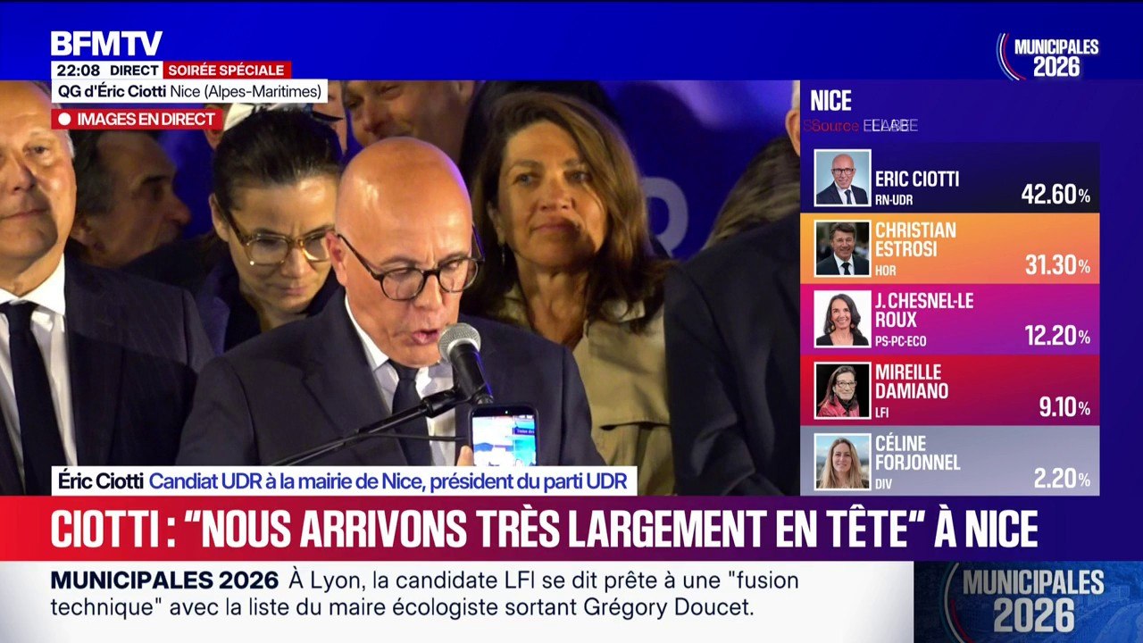 Municipales 2026 à Nice: "Les Niçoises et les Niçois veulent l'alternance", souligne Éric Ciotti