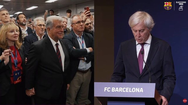 El momento en el que anuncian la victoria de Laporta