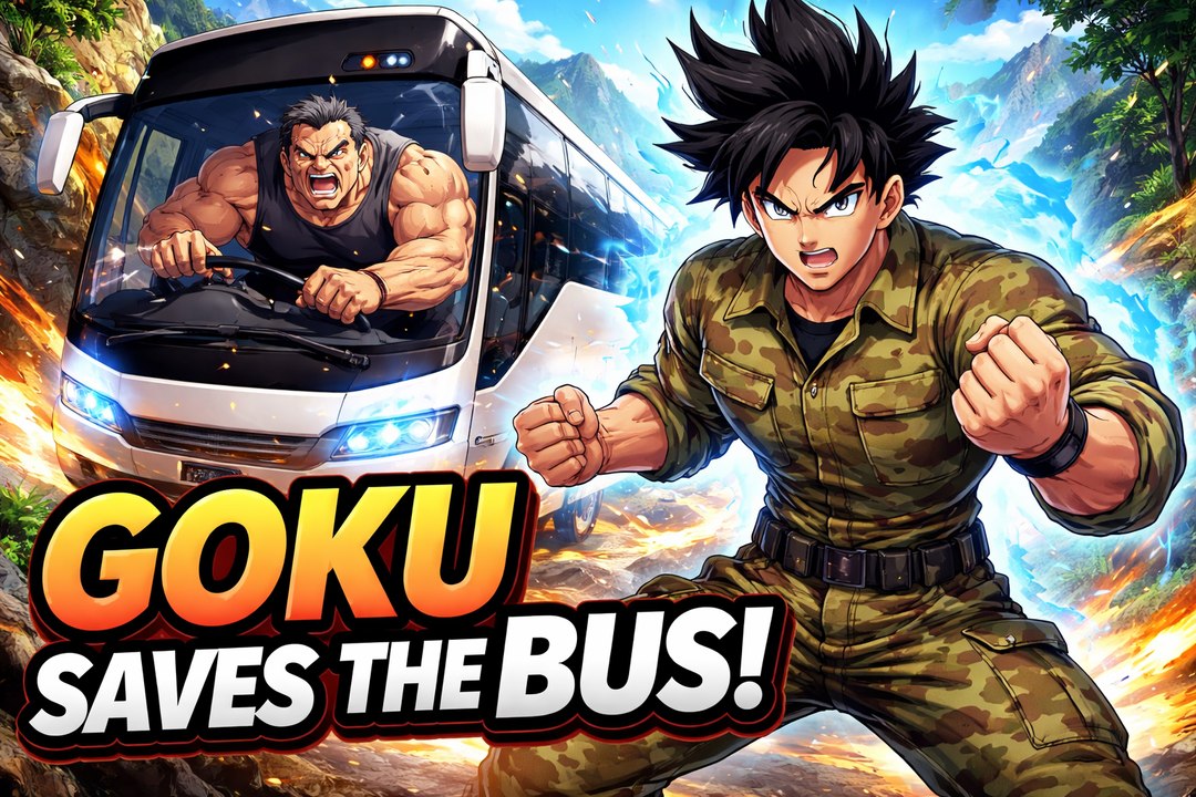 Hijacked Bus in the Mountains! Goku Saves Passengers