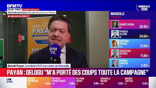 Municipales 2026 à Marseille: Pendant toute la campagne ce n'était pas une main tendue, c'est des coups qu'il (Sébastien Delogu) m'a porté , souligne Benoit Payan