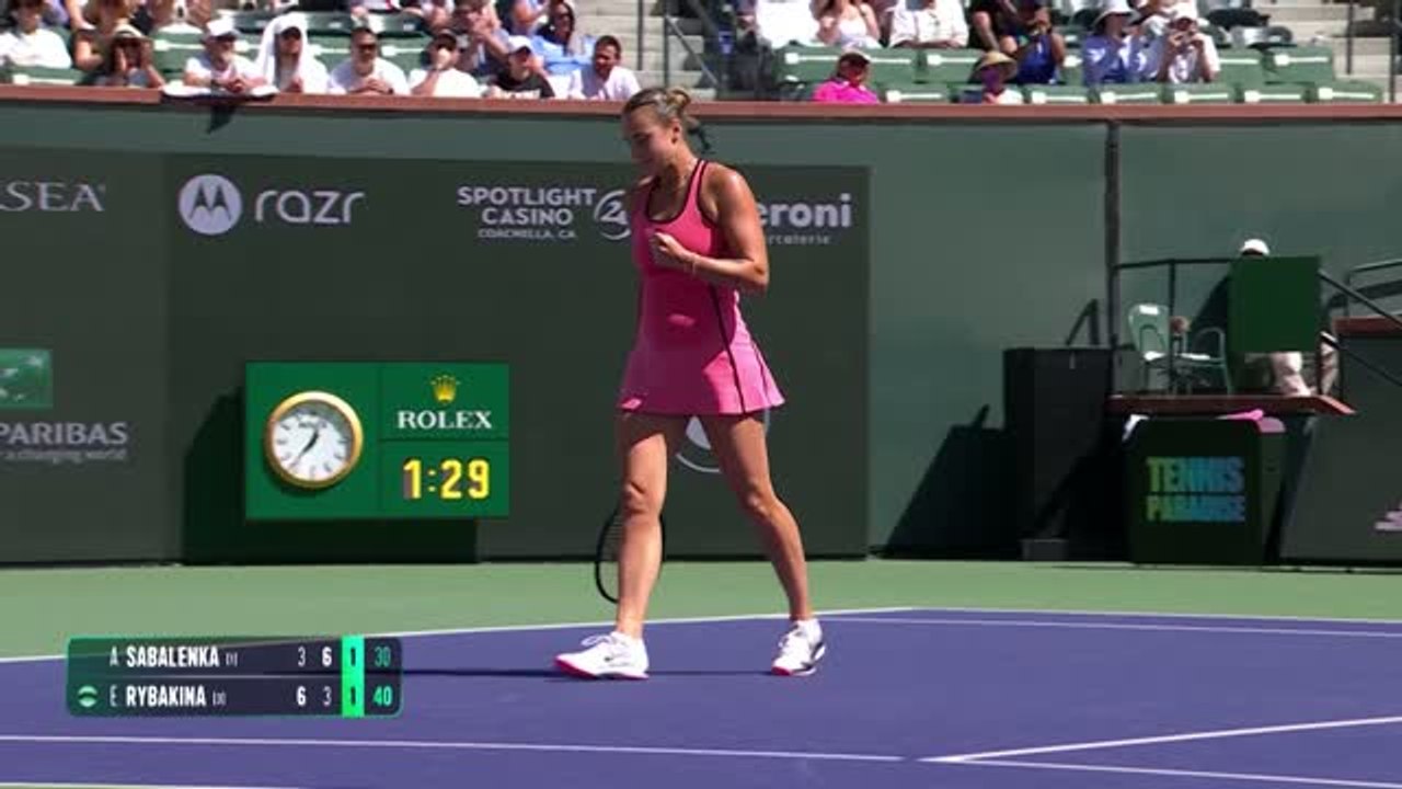 Sabalenka saves match point to claim first Indian Wells title