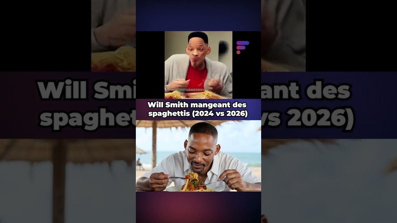 Will Smith mangeant des spaghettis ( 2024 vs 2026 ) #tech #ia #shorts