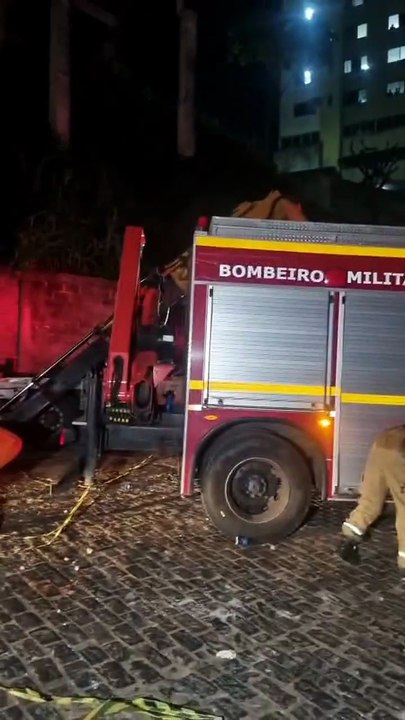 Vídeo mostra momento em que bombeiros resgatam jovem que ficou preso às ferragens após carro despencar em Salvador; assista
