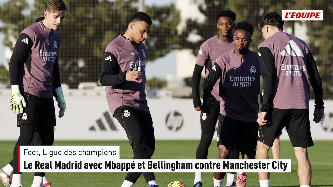 Le Real Madrid avec Kylian Mbappé et Jude Bellingham contre Manchester City - Foot - Ligue des champions - Real Madrid