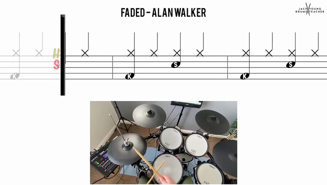 Faded - Alan Walker (Drum Play-Along Sheet)