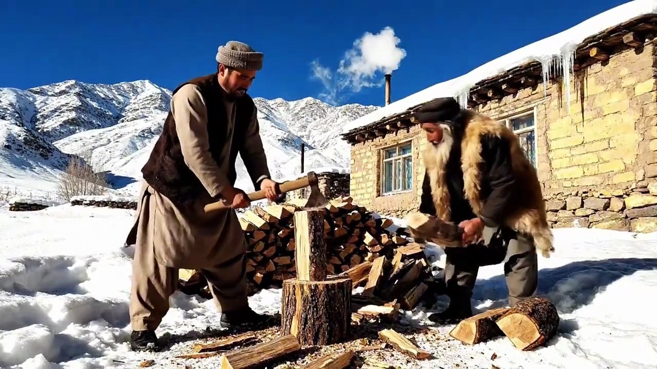 Extreme Snow Survival in Afghanistan _ Traditional Village Cooking Methods
