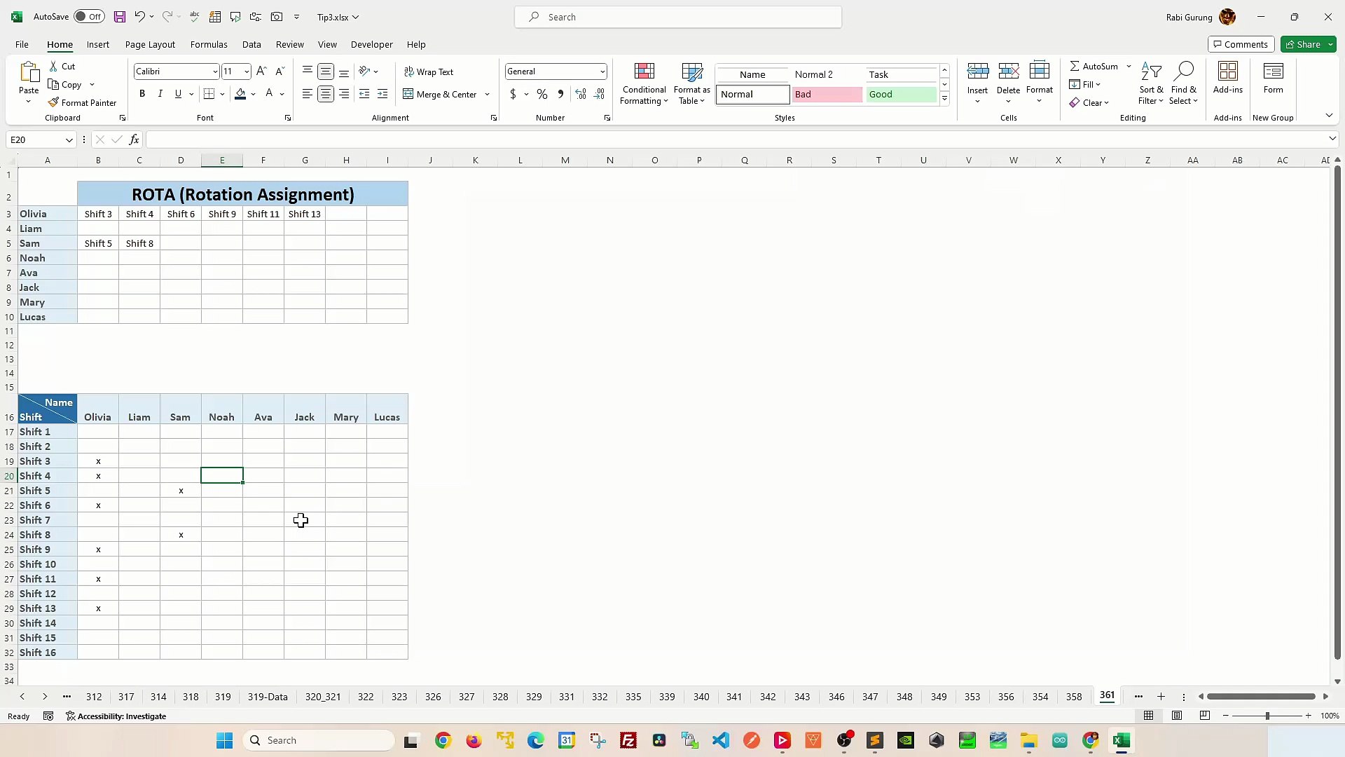 Shift Rota Template Excel