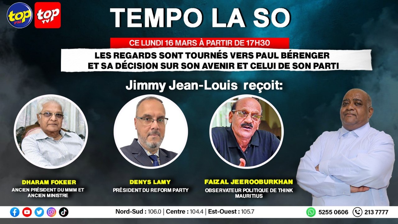 Tempo La So: Les regards sont tournés vers Paul Bérenger et sa décision sur son avenir et celui de son parti