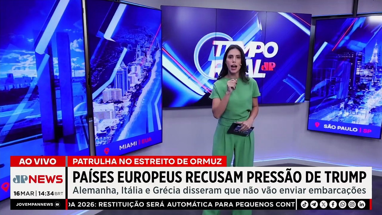 Guerra EUA-Irã: Europa recusa pressão de Trump para patrulhar Estreito de Ormuz | TEMPO REAL