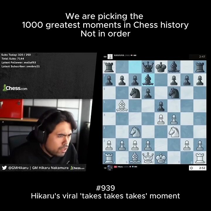Hikaru's viral 'takes takes takes' moment. #chessnetx #chess #hikarunakamura  #chessplayer #taketake