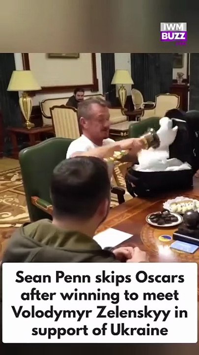 Hollywood actor Sean Penn skips the Oscars after his Best Supporting Actor win to meet President Volodymyr Zelenskyy in support of Ukraine, here’s a throwback video of when he gave his Oscar to Zelenskyy during a previous visit