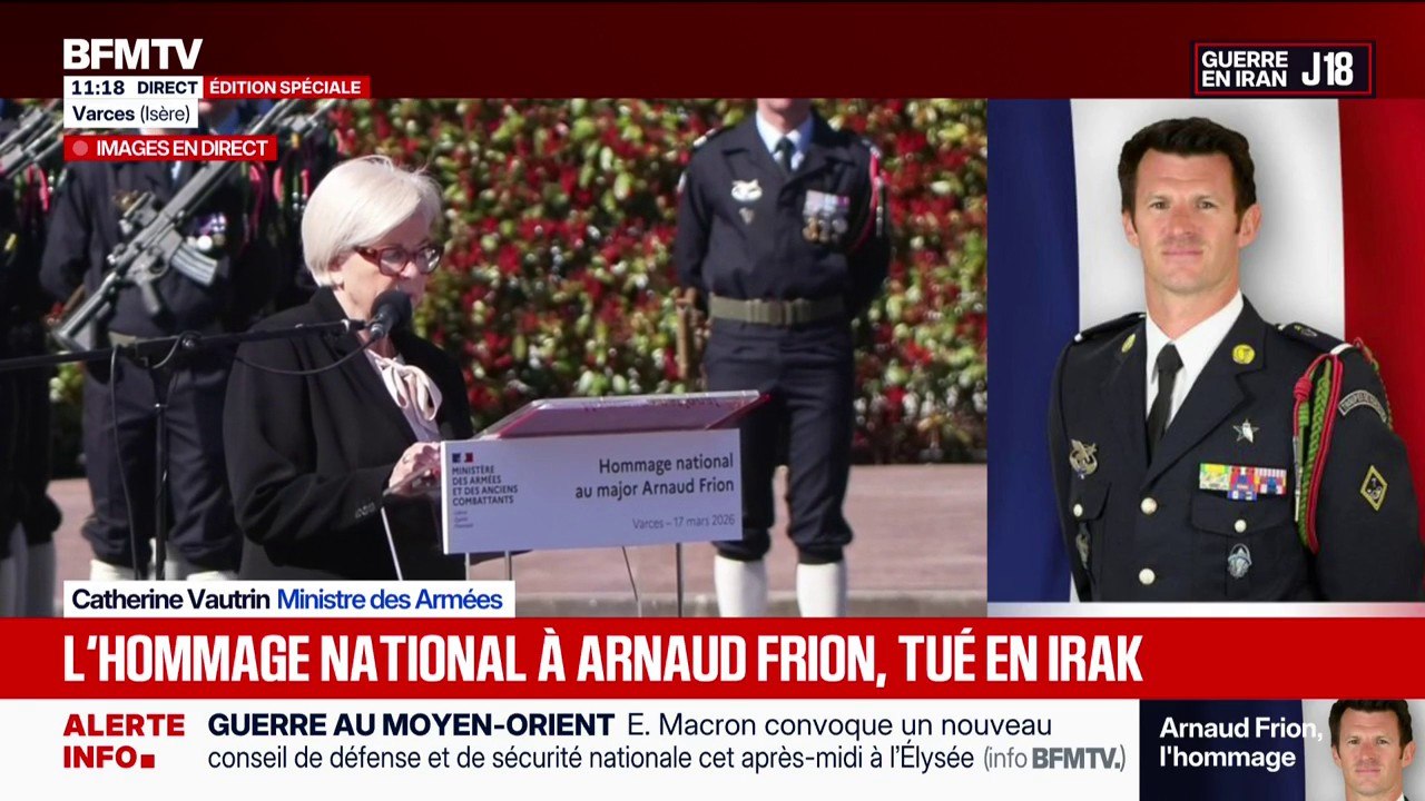 Cérémonie nationale pour Arnaud Frion, tué en Irak: "Nous rendons hommage à un sous-officier qui à lui seul incarnait l'essence même de nos armées", déclare Catherine Vautrin