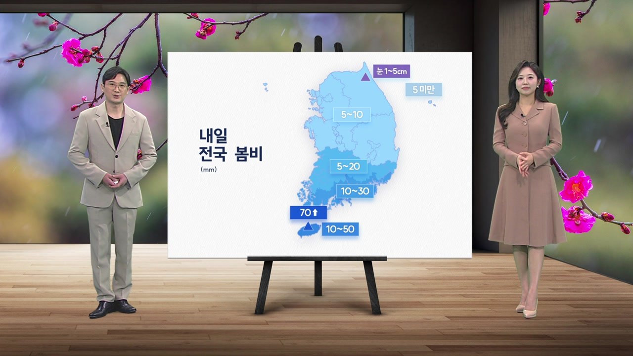 [날씨] 내일 전국 봄비...중서부 종일 초미세먼지 '나쁨' / YTN