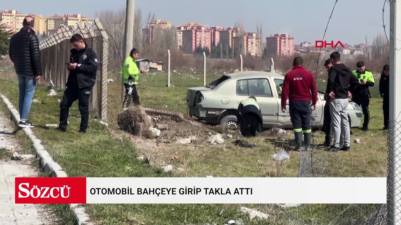 Otomobil bahçeye girip takla attı