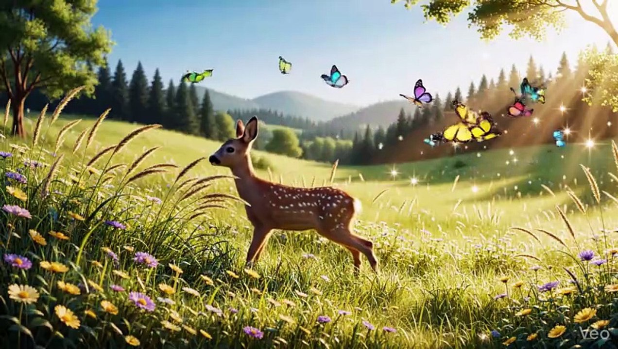 Baby Deer Dancing in the Sunlit Meadow 🌿🦌 | Peaceful Nature Animation