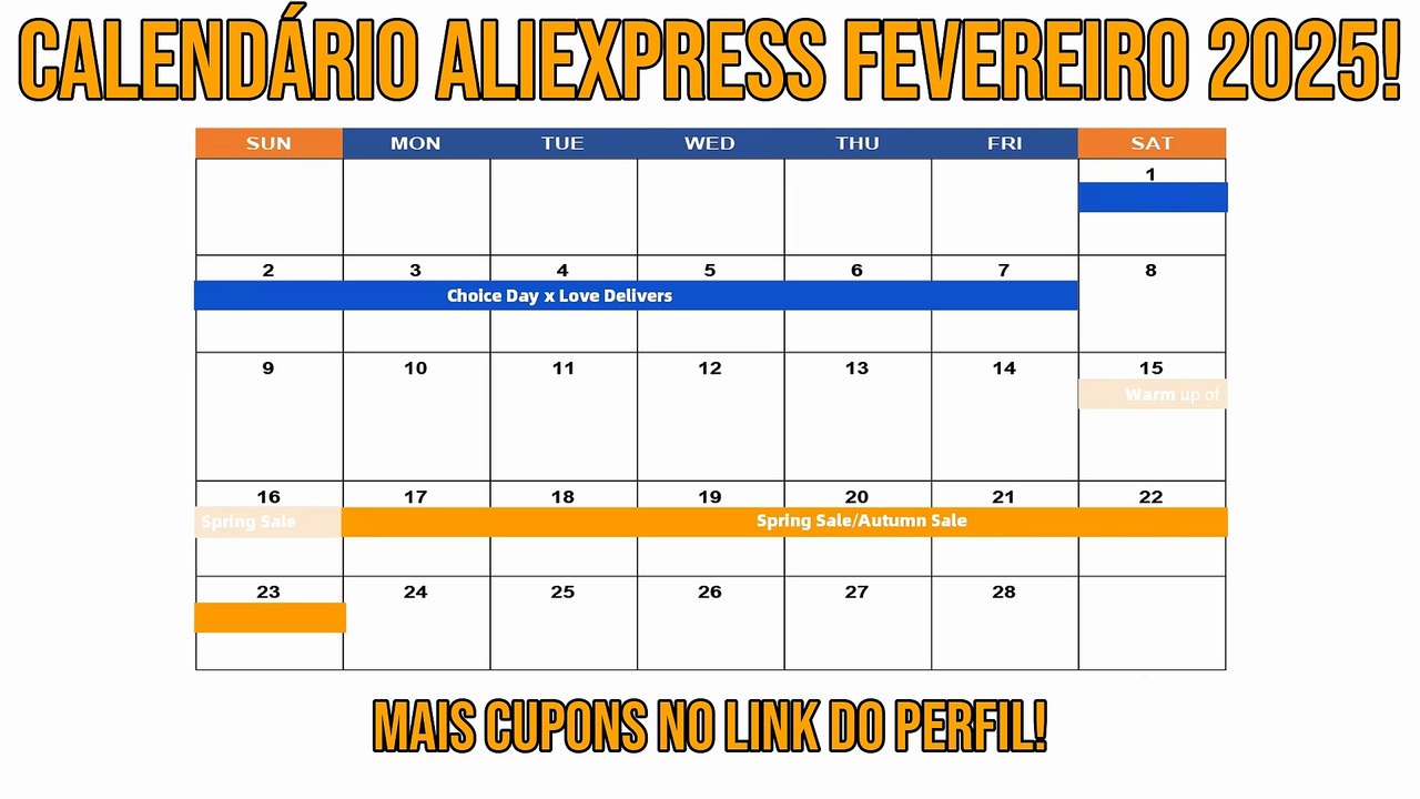 Calendário AliExpress Fevereiro 2025