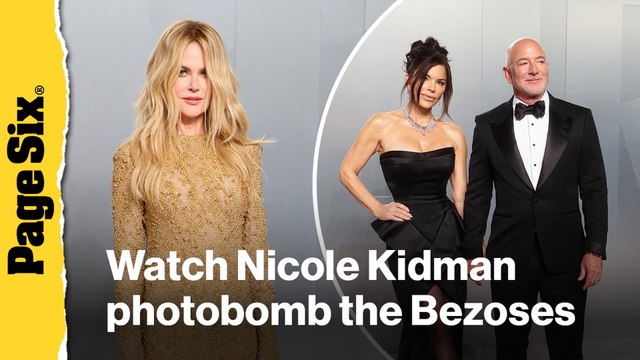 Nicole Kidman hilariously photobombs Lauren Sánchez, Jeff Bezos on Vanity Fair Oscars Party red carpet