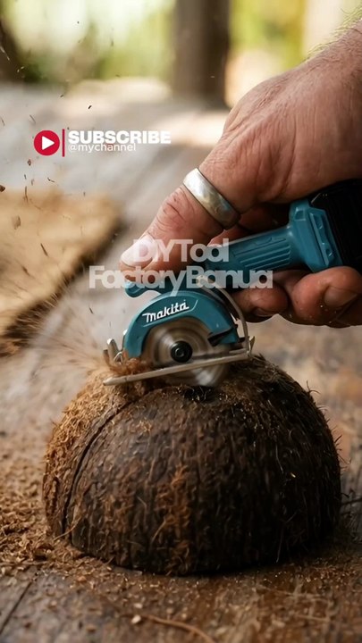 Mini Circular Saw Cutting Coconut Shell #diy  #minitools #satisfying #miniature  #shorts