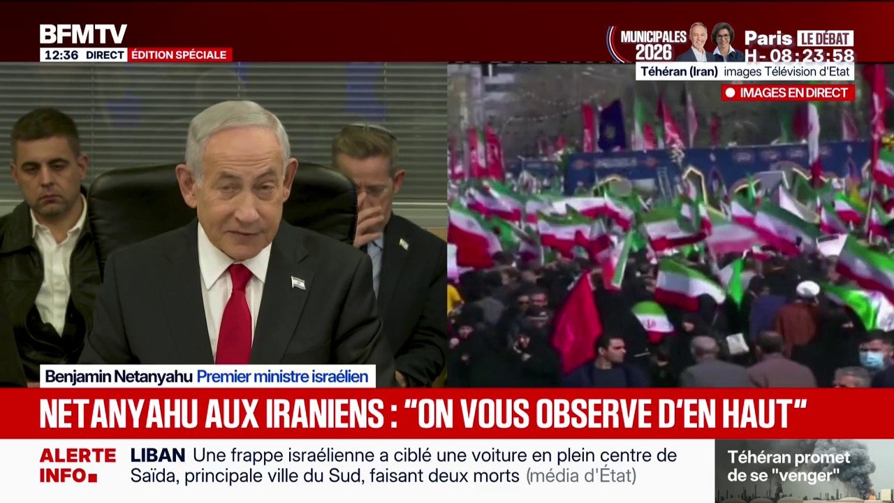 Guerre au Moyen-Orient: "Nous vous observons d'en haut", lance Benjamin Netanyahu aux Iraniens