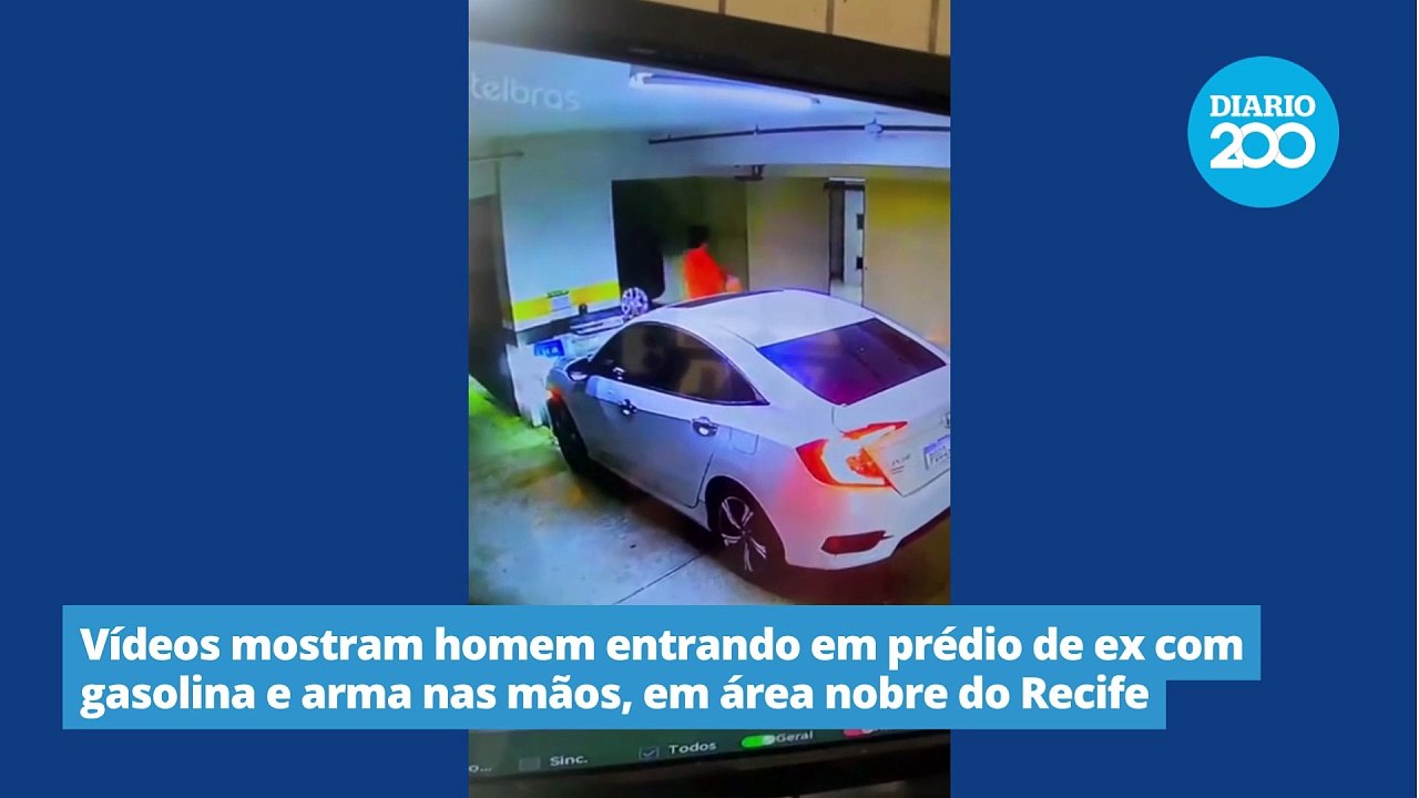 Vídeos mostram homem entrando em prédio de ex com gasolina e arma nas mãos, em área nobre do Recife