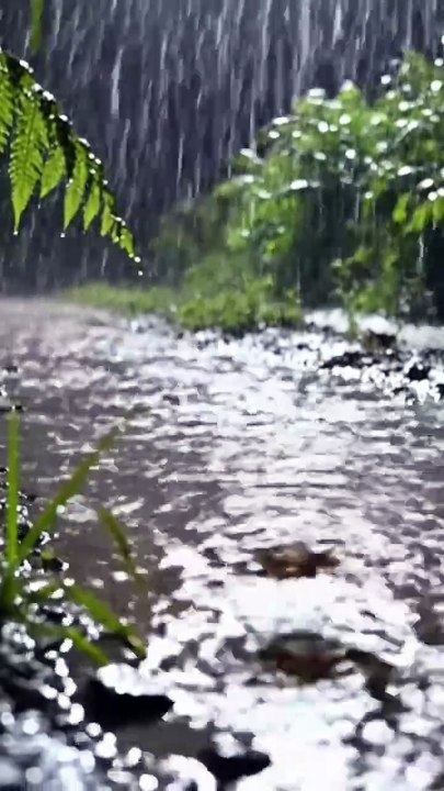 Hujan Malam Di Pedesaan Dengan Suara Jangkrik Di Kejauhan